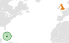 Location map for Jamaica and the United Kingdom.