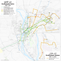 Cairo tramway network map (with topography)