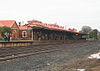 The station building and tracks of Seymour station in 2008