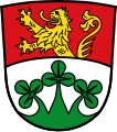 Gemeinde Hitzhofen Geteilt von Rot und Silber; oben ein aus der Teilungslinie wachsender goldener Löwe, unten ein in drei dreiblättrige grüne Kleeblätter ausgezogener grüner Schildfuß.