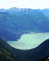 Woodfibre, BC (foreground mill) and Howe Sound. From Mount Roderick.