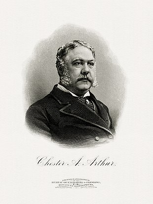 A Bureau of Engraving and Printing engraved portrait of President Arthur