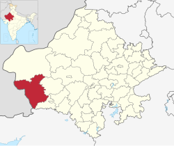 Location of Barmer district in Rajasthan