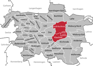 Lagekarte des Stadtbezirks Buchholz-Kleefeld in Hannover