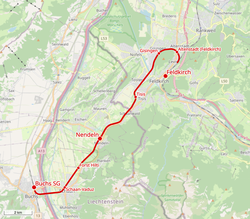 A Feldkirch–Buchs-vasútvonal útvonala