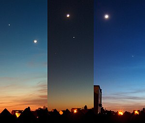 Drei aufeinanderfolgende Tage der Konjunktion zwischen Mond und Venus