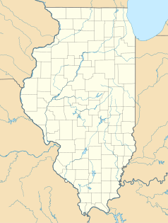 Mapa konturowa Illinois, blisko centrum po lewej na dole znajduje się punkt z opisem „Bethalto”