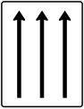 521-31 Fahrstreifentafel; Darstellung ohne Gegenverkehr: drei Fahrstreifen in Fahrtrichtung