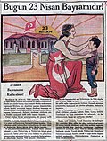 23 Nisan 1933 tarihli Cumhuriyet gazetesinde 23 Nisan Bayramı.