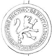 Nachzeichnung eines Siegels Bertholds V. von 1157 (steigender Löwe)