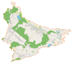 Mapa konturowa gminy Bojszowy, po prawej znajduje się punkt z opisem „Jedlina”