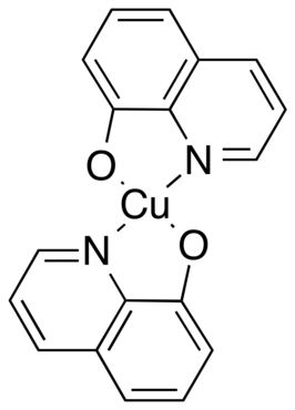 Structuurformule van koper-8-chinolaat