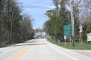 Looking north at downtown Gills Rock