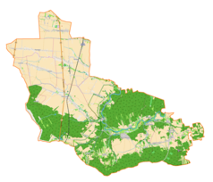 Mapa konturowa gminy Pątnów, na dole po prawej znajduje się punkt z opisem „Załęcze Małe”