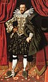 William Larkin, Richard Sackville, 3. Earl of Dorset, 1613, steht auf einem „Lotto-Teppich“.