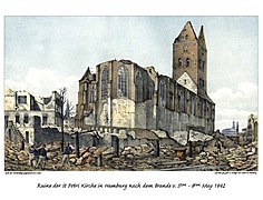 II 30 Ruine der St. Petri Kirche nach dem Brande