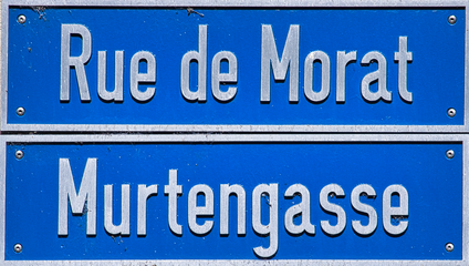 Street signs Fribourg Murtengasse