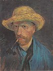 Hasır Şapkalı ve Pipolu Otoportre (ters imaj), 1887 Van Gogh Müzesi, Amsterdam (F179v)