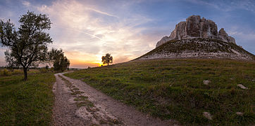 "Upper Cretaceous rock exposure (geological natural monument)", a 3rd place winner photo in the Wiki Loves Earth contest by Wikimedia Ukraine.