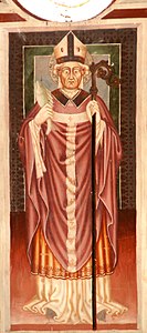 Ulrich, dargestellt in der Kapelle St. Agatha bei Disentis (um 1460)