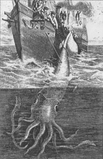 The Alecton attempts to capture a giant squid in 1861