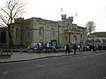 County Hall with the curving screen walls and turrets on either side