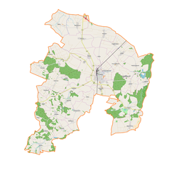 Mapa konturowa gminy Grodków, po prawej nieco na dole znajduje się ikonka pałacu z opisem „Pałac w Kopicach”