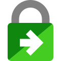 Half–grass-green (top left) half–lime-green (bottom right) padlock