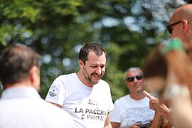 Matteo Salvini a Pontida nel 2018