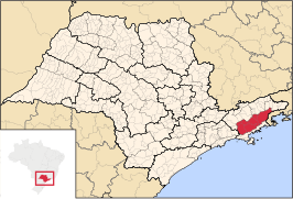 Ligging van de Braziliaanse microregio Paraibuna e Paraitinga in São Paulo