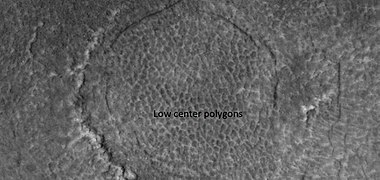 Crater floor with low center polygons, as seen by HiRISE under HiWish program