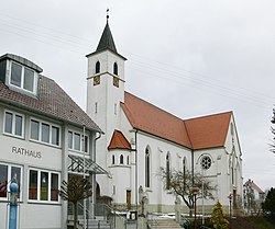 Town hall and the Church of Our Lady