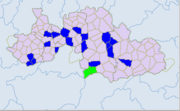 Ethnic townships in South Sichuan: Yibin and Luzhou. Light green - Yi. Blue - Miao.