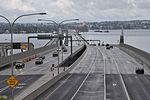 Viewed from the east end of the Evergreen Point Floating Bridge in Medina shortly after opening in April 2016