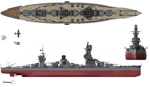 Line drawing of Fusō in her 1944 Configuration