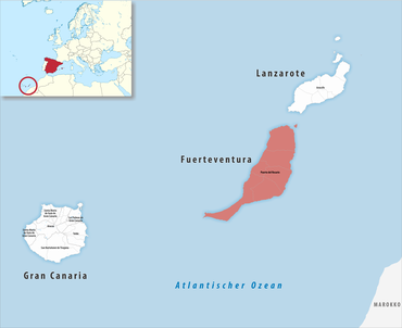 Die Lage des Gerichtsbezirk Puerto del Rosario in der Provinz Las Palmas
