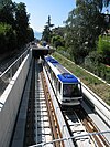 A train on the newer Line M2 of the Lausanne Metro in 2007