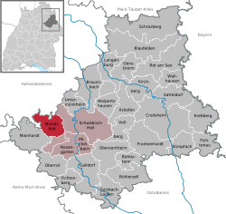 Elhelyezkedése Baden-Württemberg térképén