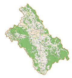 Mapa konturowa powiatu kłodzkiego, w centrum znajduje się punkt z opisem „Niwa”