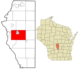 Location in Adams County and the state of Wisconsin.