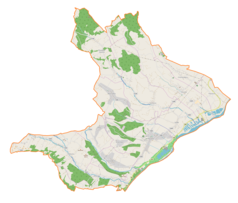 Mapa konturowa gminy Podegrodzie, blisko centrum na dole znajduje się punkt z opisem „Juraszowa”