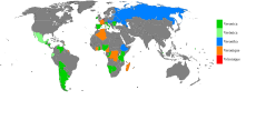 Land hvor Veronica (grønt) er mye brukt