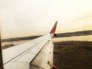 Potomac River seen while landing at Reagan National Airport