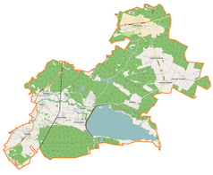 Mapa konturowa gminy Turawa, po lewej znajduje się punkt z opisem „Osowiec”