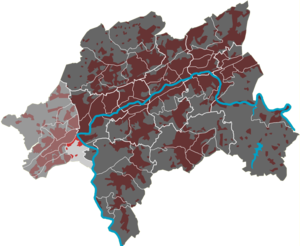 Lage des Quartiers Schrödersbusch im Stadtbezirk Vohwinkel