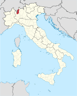 Map highlighting the location of the province of Como in Italy