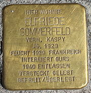 Stolperstein für Elfriede Sommerfeld