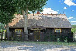 A timber framed building from 1796 in the village