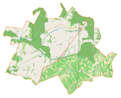 Mapa konturowa gminy Kowiesy, po prawej nieco na dole znajduje się punkt z opisem „Turowa Wola”