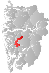 Lage der Kommune in der Provinz Vestland